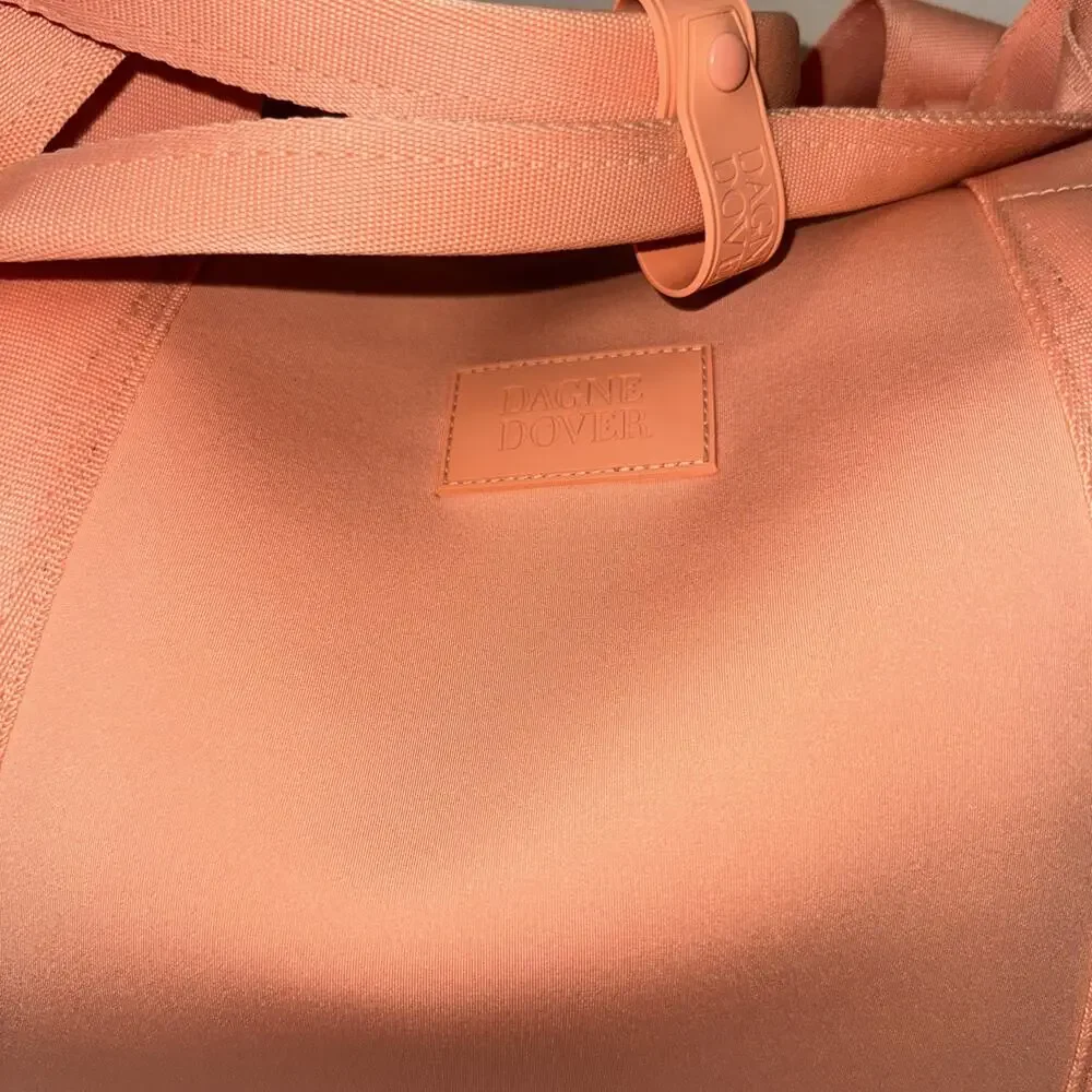 Dagne Dover Neoprene Duffel Weekender Gym Travel Bag Coral Orange Crossbody